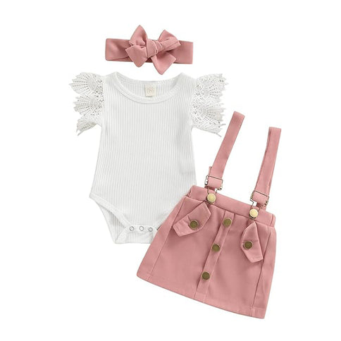 Girl Outfits,Summer Clothes Sets Ruffle Ribbed Romper