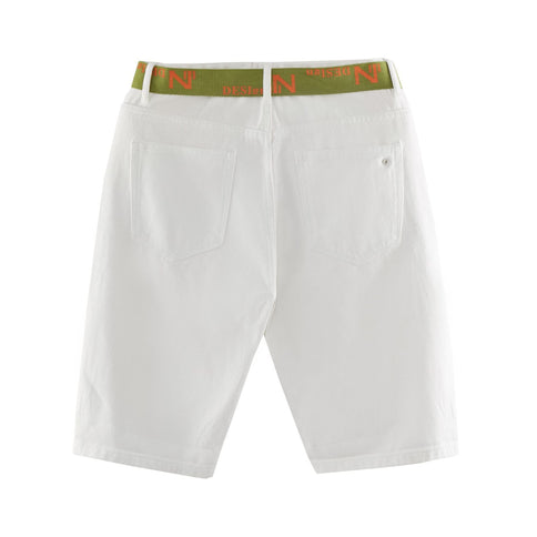 Men's New Casual Thin Embroidered Hole White Shorts