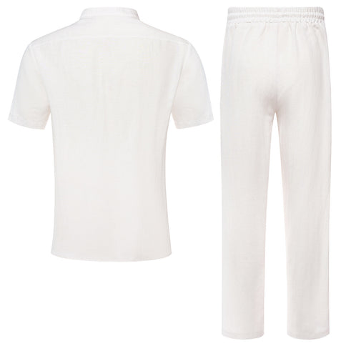 Men's Stand-Up Collar Breathable Shirt And Loose-Fitting Trousers Set