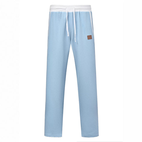 Men's Color-Block Waffle-Weave Casual Straight-Leg Pants