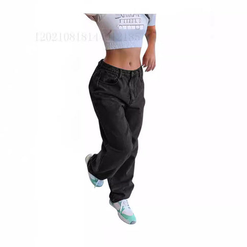 Casual Retro Loose Denim Trousers Women