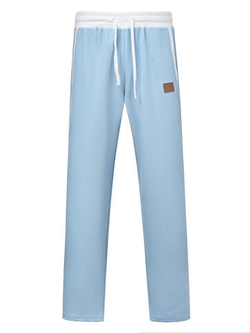 Men's Color-Block Waffle-Weave Casual Straight-Leg Pants