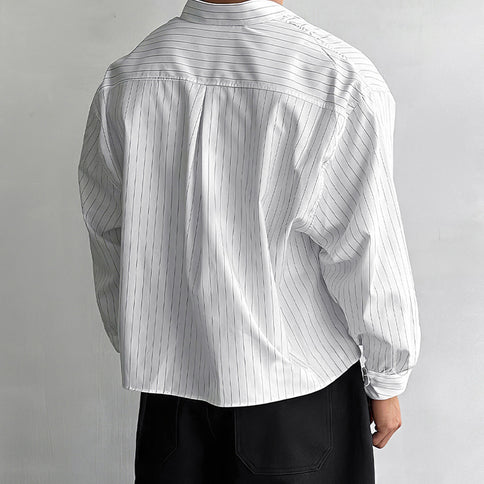 Men's Loose-Fitting All-Match Long-Sleeve Striped Shirt
