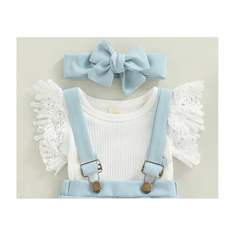 Girl Outfits,Summer Clothes Sets Ruffle Ribbed Romper