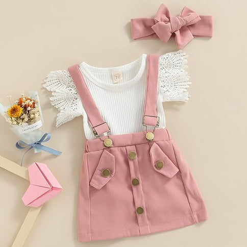 Girl Outfits,Summer Clothes Sets Ruffle Ribbed Romper