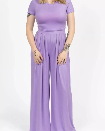 Crop Top and Wide Leg Palazzo Pants Set