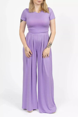 Crop Top and Wide Leg Palazzo Pants Set