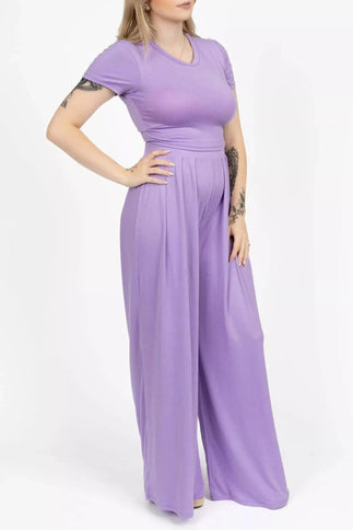 Crop Top and Wide Leg Palazzo Pants Set