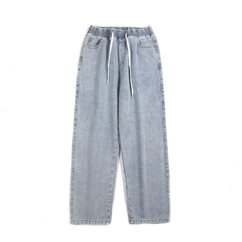 Men's Elastic Waist Loose Straight Drooping Mop Pants