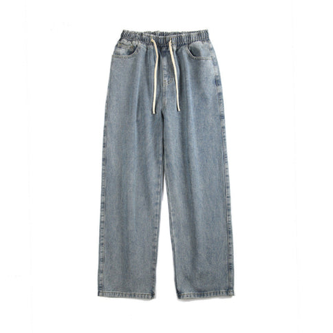 Men's Elastic Waist Loose Straight Drooping Mop Pants