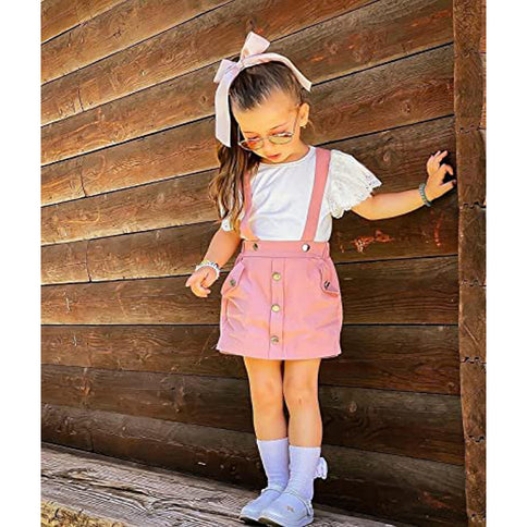 Girl Outfits,Summer Clothes Sets Ruffle Ribbed Romper