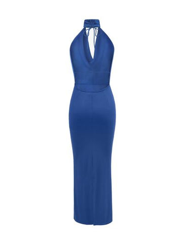 Backless Lace Up Back Sleeveless Maxi Dress
