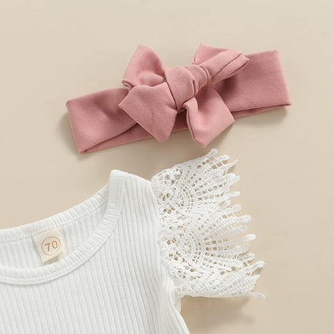 Girl Outfits,Summer Clothes Sets Ruffle Ribbed Romper