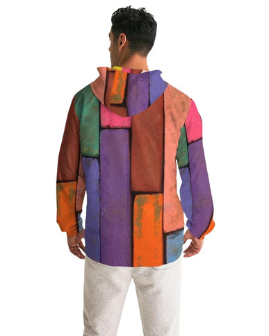 Mens Hooded Windbreaker - Rainbow Casual/sports Water Resistant Jacket